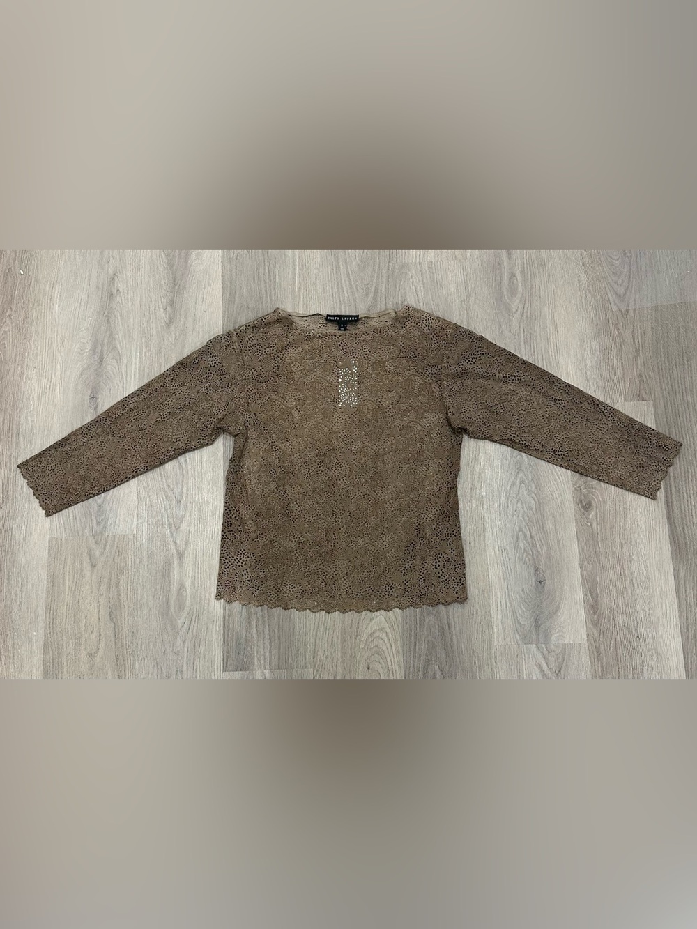 NWT Ralph Lauren 100% Lamb Suede Laser Cut Perforated Top Beige Sz 8 $2498
